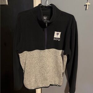 47 Brand NYU Black and Gray Half-Zip Pullover